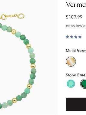 Green Beaded Bracelet with Gold Accents